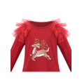 thumbnail image 4 of Robe Fille Noël Rouge Renne Col Rond Évasée Manches Longues 3 Ans, 4 of 5