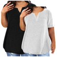 thumbnail image 1 of tarylea 2PC Womens Plus Size Short Sleeve Shirts Solid Color T Shirts Round Neck Plain Basic Tees, 1 of 3