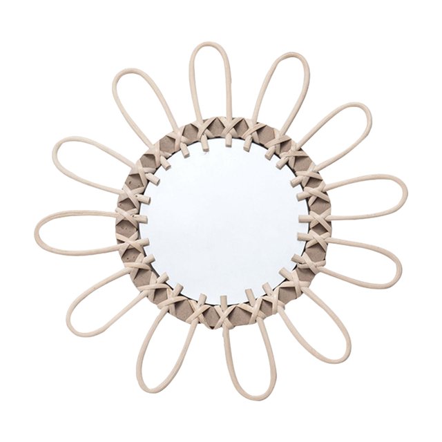 Decorative Wall Mirror Rattan Boho Mirror for Entryway Apartment Living Room 31cm