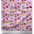 thumbnail image 1 of Soimoi Moss Georgette Fabric Mix Fruits Print Fabric by The Yard 42 Inch Wide, 1 of 3