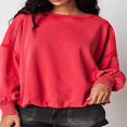 thumbnail image 2 of Pull Ample Couleur Unie Printemps avec Col Rond et Manches Longues pour Femmes, 2 of 5