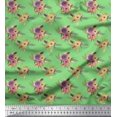 thumbnail image 1 of Soimoi Green Cotton Voile Fabric Leaves & Ranunculus Floral Print Sewing Fabric Yard 56 Inch Wide, 1 of 3