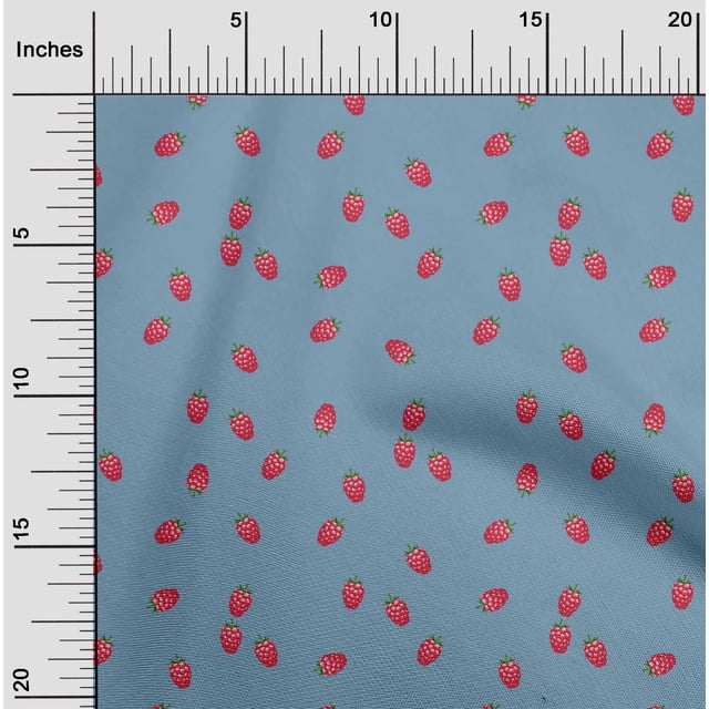 oneOone Cotton Poplin Fabric Raspberry Fruit Print Fabric by The Yard 56 Inch Wide