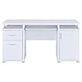thumbnail image 3 of Bureau d'Ordinateur Rectangulaire Pemberley Row en MDF Bois Blanc avec Tablette Réglable 55 Pouces Non Assemblé, 3 of 9