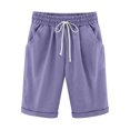 thumbnail image 1 of Timegard Shorts for Women Elastic Waisted Drawstring Solid Color Summer Casual Half Pants with Pockets, 1 of 3