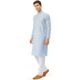 thumbnail image 2 of Kurta Pyjama en Coton Imprimé Traditionnel Indien pour Homme (Bleu Ciel, TTG), 2 of 6
