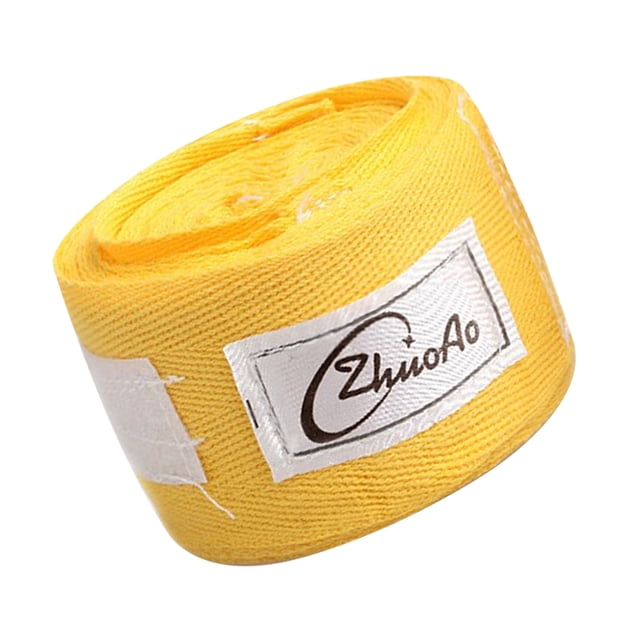 Transemion Boxing Bandages Cotton Kick Hand Wraps Sweat -absorbing Gym Sports Training Bandages Yellow 1Set