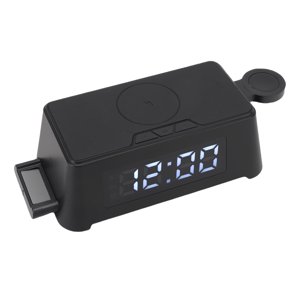Wireless Charger, Alarm Clock Wireless Charger Watertight Charging Port Time Data Display LED Screen  for Headphone