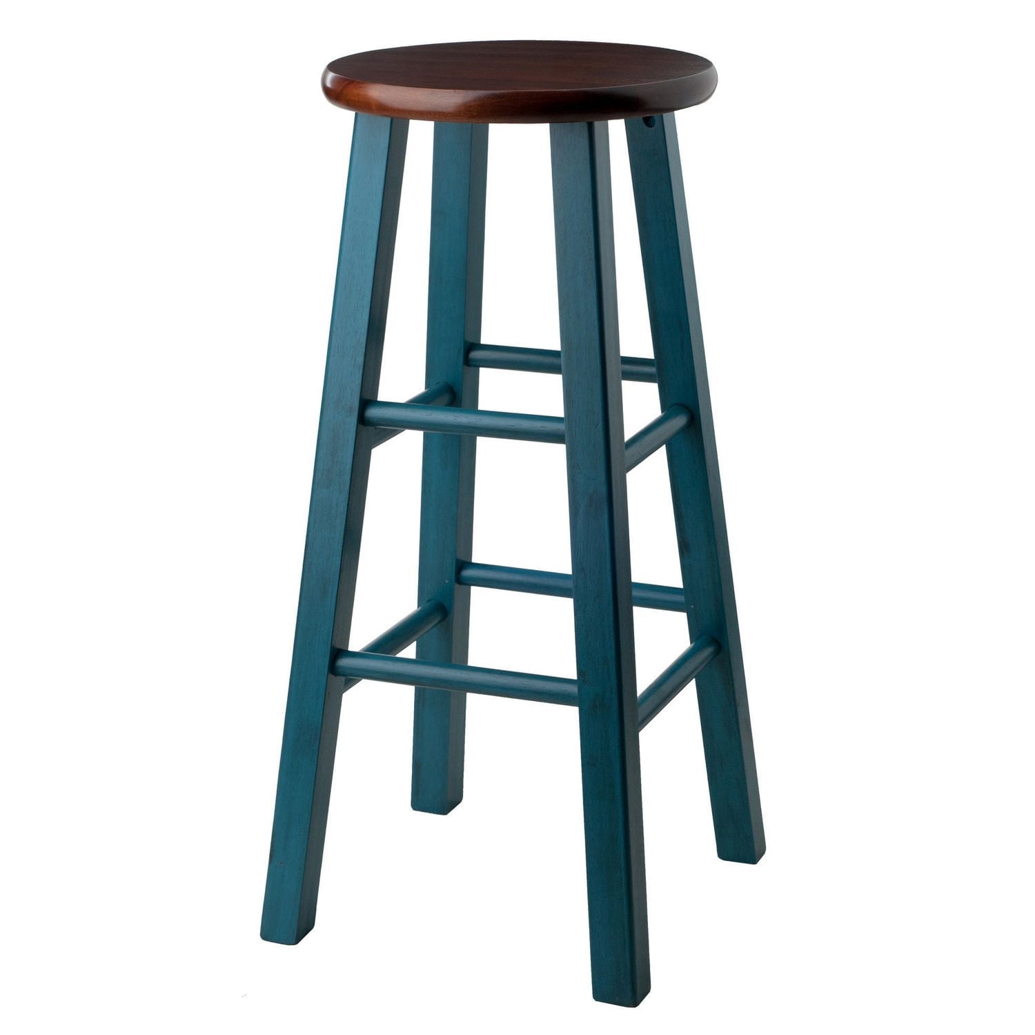 Winsome Ivy 29" bar Stool Rustic Teal w/ Walnut Seat