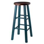 Winsome Ivy 29" bar Tabouret Rustic Teal avec siège en noyer