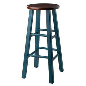 Winsome Ivy 29" bar Stool Rustic Teal w/ Walnut Seat