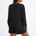 thumbnail image 5 of HAiming Ensemble 2 Pcs pour Femmes Chandail Col Rond Chandails en Molleton et Shorts Surdimensionnés Amples, 5 of 5