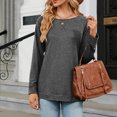 thumbnail image 4 of Timegard Womens Tops Round Neck Long Sleeve Comfy Loose Solid Color Blouse Casual Tops Basic Tee Shirts, 4 of 5
