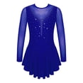 thumbnail image 1 of Yeahdor Kids Girls Figure Skating Dress Rhinestone Mesh Irregular Ballet Dan Dress Performance Dancewear Royal Blue 6, 1 of 7