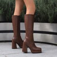 thumbnail image 2 of Dakaela Knee High Boots Women Chunky Heel Square Toe Platform Tall Boot Side Zipper Motorcycle Riding Fashion Booties, 2 of 8