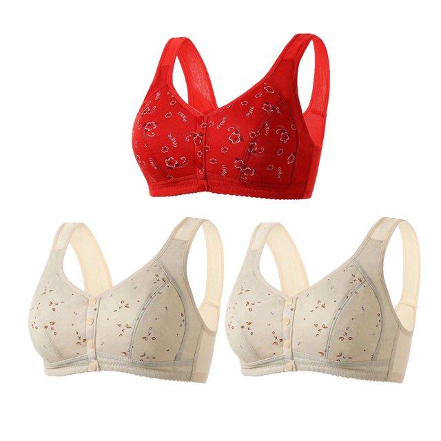 AherBiu 3pc Plus Size Bras for Women Front Closure Full Coverage Comfort Bralettes Push up Wireless Lingerie