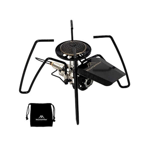 Mountainhiker Compact High-Power Portable Camping Gas Stove - Adjustable Fire for Outdoor Cooking, Picnics, BBQs - Lightweight and Foldable Design in Black or Silver Finish