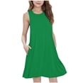 thumbnail image 1 of Yuyuzo Robes Midi d'Été pour Filles Amples Décontractées Sans Manches Mignonnes Ligne A Fluides Robe d'Été avec Poches, 1 of 7