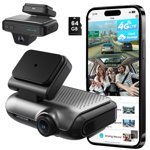 4G Dash Cam avant et à l'intérieur, double 2K LTE Caméra Dash, caméra de voiture de vue en direct à distance 64GB TF Carte, alertes d'application rapide, Cloud Dash Cam, parking 24/7