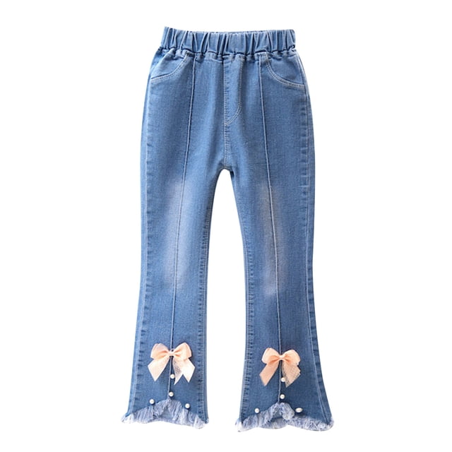 QIPOPIQ 2-13T Toddler Little Girls Distressed Embroidered Jeans Denim Pants Clearance
