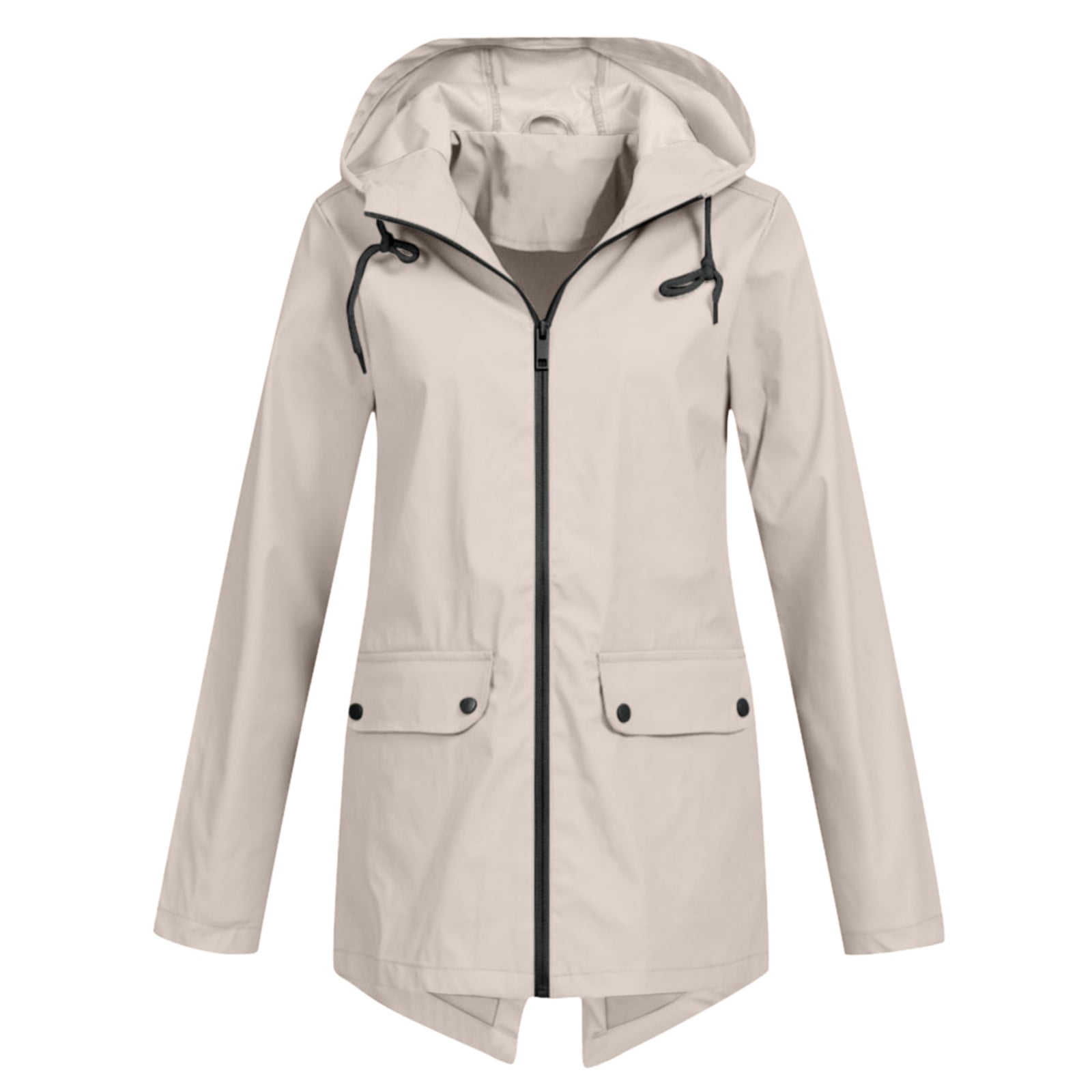 Veste Décontractée pour Femme, Unie, Extérieure, Grande Taille, à Capuche, Coupe-Vent, Ample
