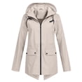 thumbnail image 1 of Women Casual Solid Jacket Outdoor Plus Size Hooded Windproof Loose Coat, 1 of 4