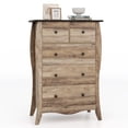 thumbnail image 1 of Gymax Commode Rustique de 38 Po avec 5 Tiroirs en Tissu Pliants et Trousse Anti-Basculement Brun, 1 of 9