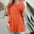 thumbnail image 2 of Timegard T-Shirts à Manches Courtes pour Femmes, Côtelé, Col Rond, Confortable, Décontracté, Ample, Longue Chemise, Haut, Blouse Surdimensionnée, 2 of 7