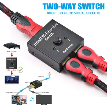 POINTERTECK Commutateur HDMI Bidirectionnel à 2 Ports, Sélecteur de Boîtier Hub 2x1/1x2 avec Pass-Through HDCP, Prise en Charge Ultra HD 4K 3D 1080P