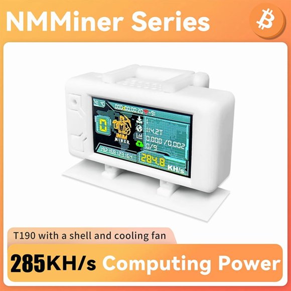 Upgrade NerdMiner 285KH/S BTC Solo Lottery Miner with Case Bitcoin Crypto Miner WiFi Connection Low Power Miner,1 * Miner,White
