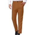 thumbnail image 3 of Styesk Men's Pants Men's Straight Solid Color Print Pocket Casual Suit Button Pants, 3 of 8