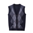 thumbnail image 1 of RKSTN Mens Cardigan Sweater Wool Blend Button Up Color Block Stylish Sleeveless V Neck Versatile Cardigan Knit Sweater Vest Coat Spring Fall Style, 1 of 8