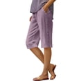 thumbnail image 1 of BLVB Linen Shorts for Women High Waisted Lightweight Bermuda Shorts Side Button Short Beach Vacation Outfits Pockets, 1 of 7