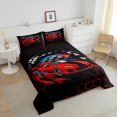 thumbnail image 4 of Erosebridal Cool Speed Racing Car Bedding Toddler Comforter Set, Neon Gradient Honeycomb Down Comforter, Black Red, Reversible 2pcs, 4 of 7