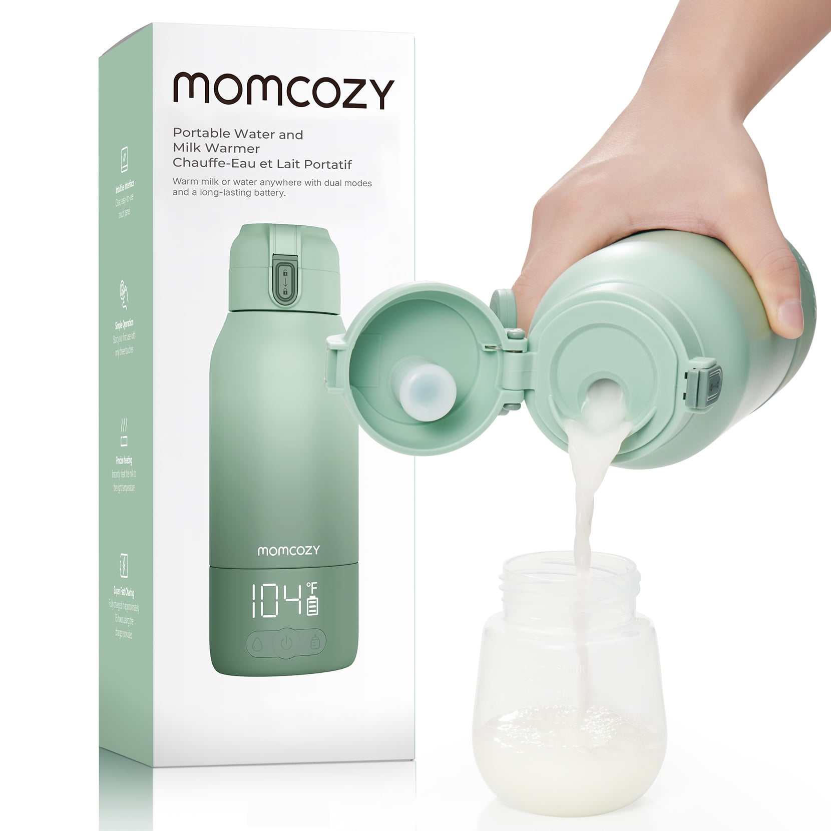 Momcozy ポータブルボトルウォーマー（最新2025年製） Momcozy Portable Milk Warmer Travel-Dual Heating Modes for Breast