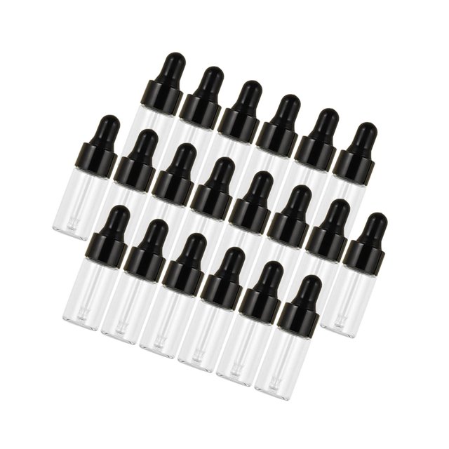 Ruiboury 20 Pieces Empty Glass Dropper Bottles Containers for Perfume Oils Liquids Black 3ml
