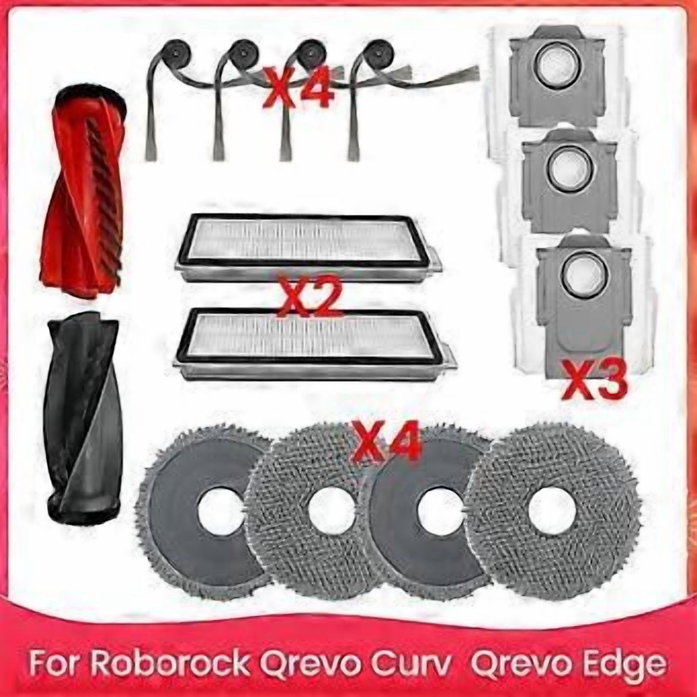 For Roborock Qrevo Curv, Qrevo Edge Robot Vacuum Cleaner Accessories Main Brush Side Brush Hepa Filter Mop Cloth You Great Gift