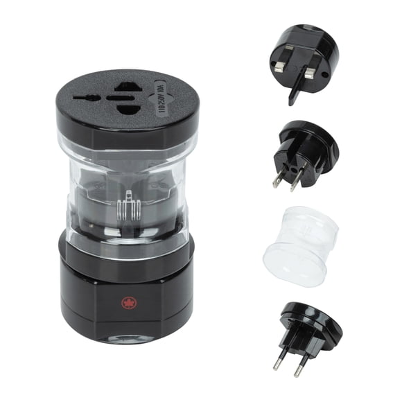Air Canada 4-Piece Compact Worldwide Travel Adaptor Set with Snap-On Storage Cover