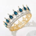 thumbnail image 3 of maskred Alloy Exquisite Craft And Detailed Carved Wedding Hair Crown For Brides Rhinestone Tiaras And Crowns Gold  + pink 1Set, 3 of 6