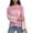 Pink, variant on RXIRUCGD Women's Loose Round Neck Knitted Contrasting Color Pullover Striped Sweater 2024 Casual Long Sleeved Round Top/shirt, Pink, Size: M