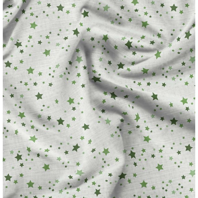 Soimoi Green polyester Crepe Fabric Stars Star Print Fabric by the Yard 52 Inch Wide