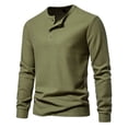 thumbnail image 2 of Yuyuzo Men Basic Tops Long Sleeve 1/4 Button Notch V Neck Cozy Fall Casual Shirts Blouse Solid Color, 2 of 6