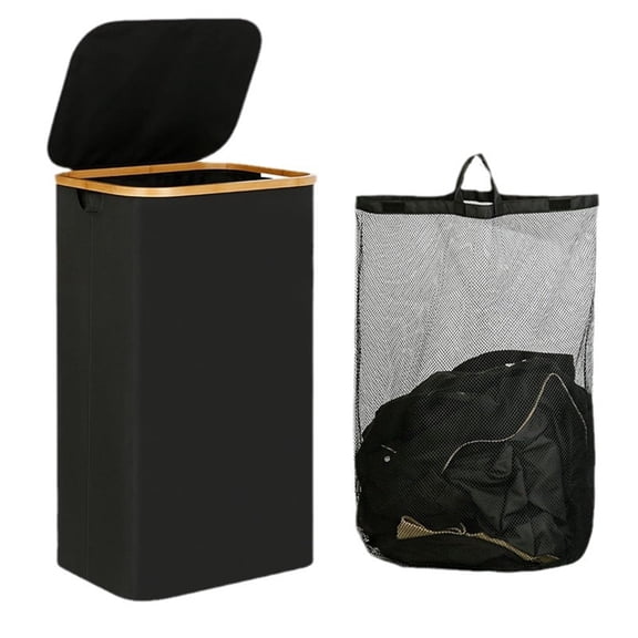 XZNGL Panier à Linge Sale Panier à Linge Sale Domestique Poignée en Bambou avec Couvercle Panier de Rangement Nordique Uni Salle de Bain Domestique Panier à Linge en Bambou