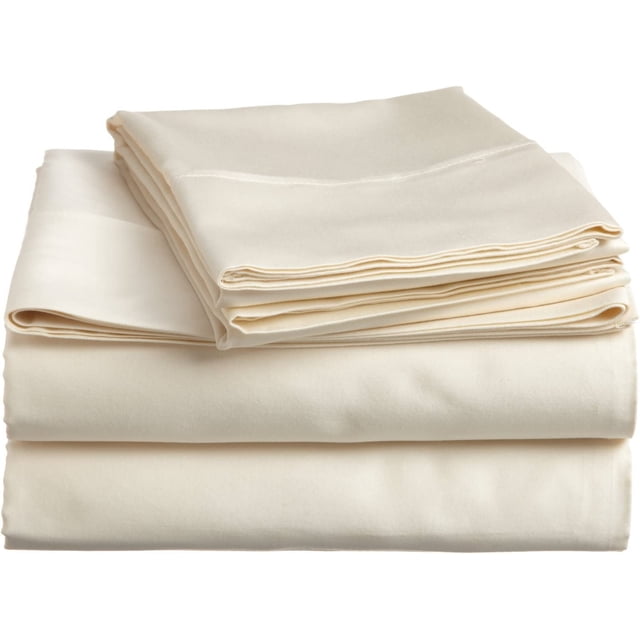 Flat Sheet Ivory Solid 100 Percent Pure Cotton Super Soft 1-Piece Flat Sheet (Olympic Queen, Ivory)