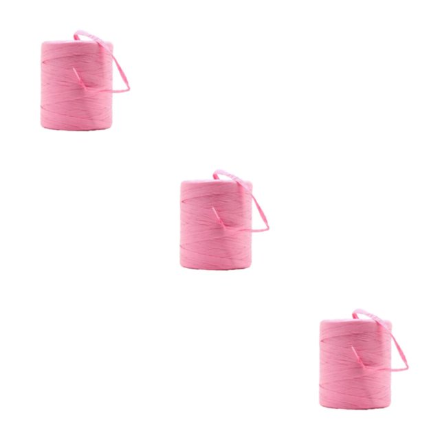 Baohd Fil de Raphia Robuste et Durable pour Bricolage Ruban en Papier Naturel Fil de Crochet Solide Rose 3Set