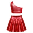 thumbnail image 2 of dPois Kids Girls Crop Top with Pleated Skirt Set 2Pcs Stage Performance Costume Cheerleading Uniform Red 8, 2 of 7