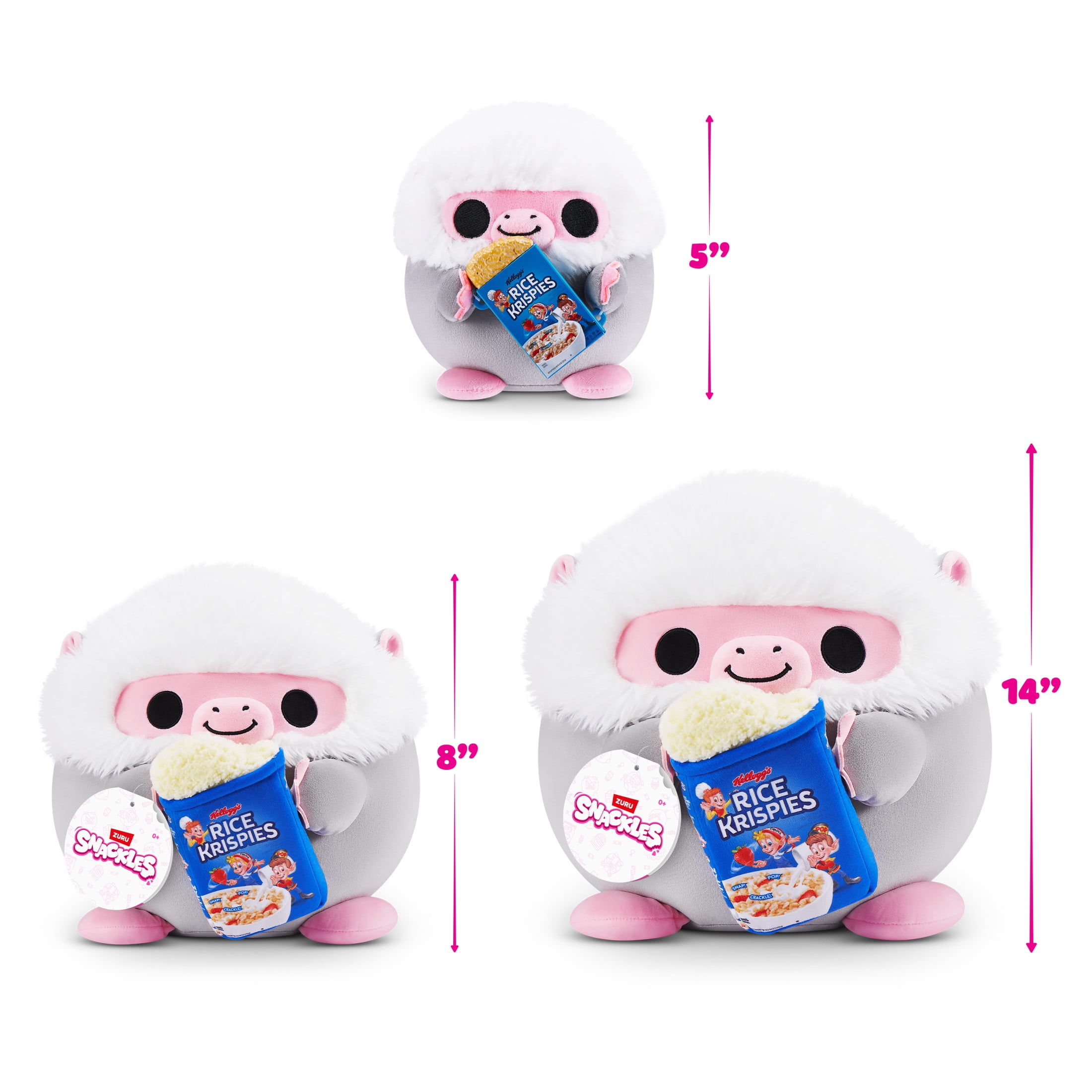 Snackles Peluche série 3 8 pouces sous licence de ZURU (Baboon w/Rice Krispies) de ZURU, Peluche avec licence accessoires Snack Brand