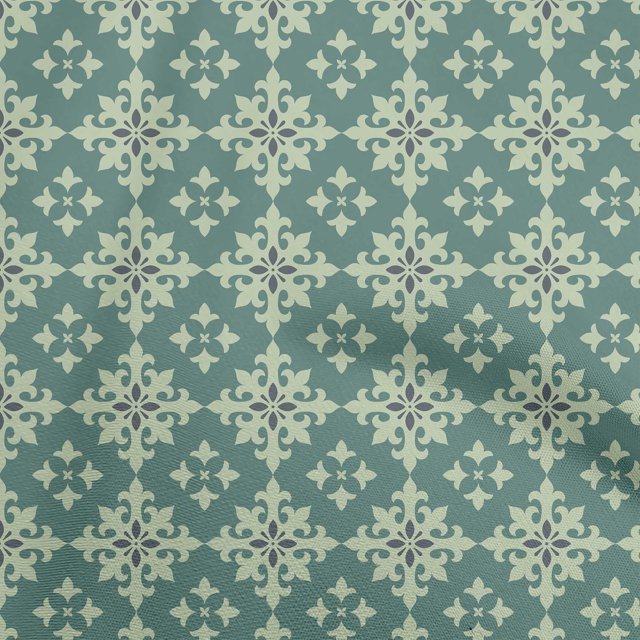 oneOone Polyester Spandex Dusty Teal Green Fabric Damask Sewing Material Print Fabric By The Yard 56 Inch Wide