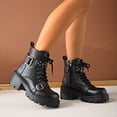 thumbnail image 2 of Mepaouo Women's Combat Ankle Boots Lace up Platform Dress Booties Buckle Rivets Punk Goth Shoes with Zipper, 2 of 9