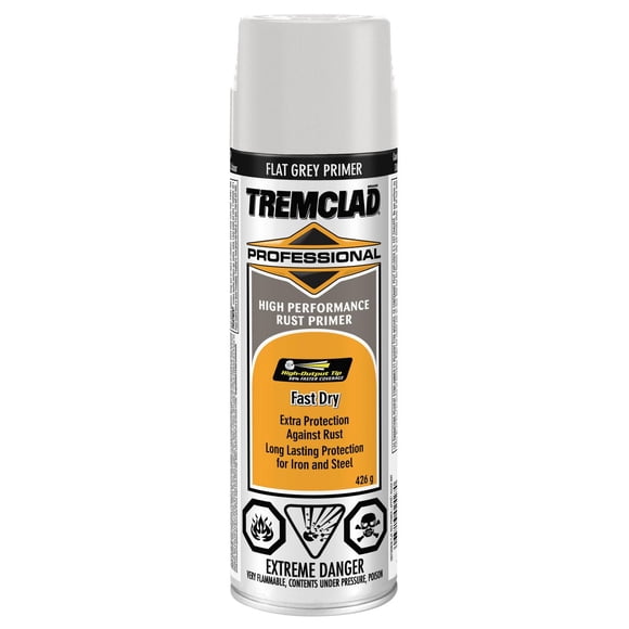 Tremclad Interior/Exterior Professional High Performance Rust Primer Spray Paint in Flat Grey, 426g